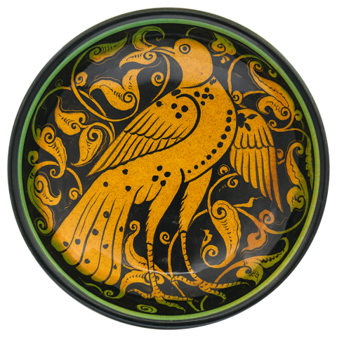 Selçuklu Doğa Tasvirli Kartal Desenli Ayaklı Tabak (23cm)