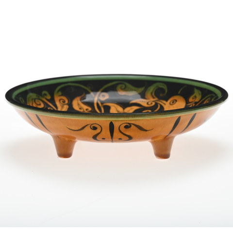 Selçuklu Doğa Tasvirli Kartal Desenli Ayaklı Tabak (23cm)