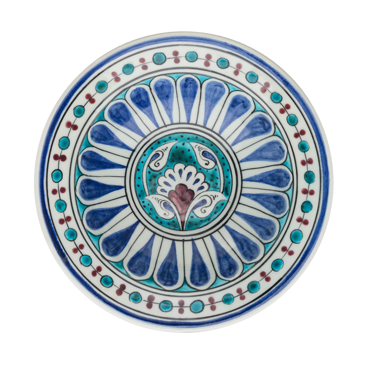 Beylikler Dönemi Lotus Çiçekli Radyal Desenli Tabak (19cm)