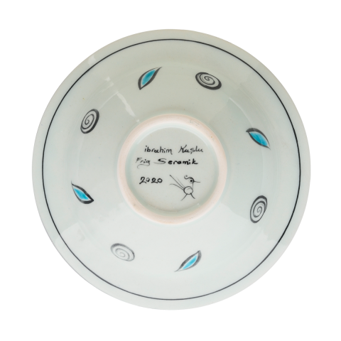 Selçuklu Dört Yollu Yonca Desenli Kenarlı Tabak (19cm)