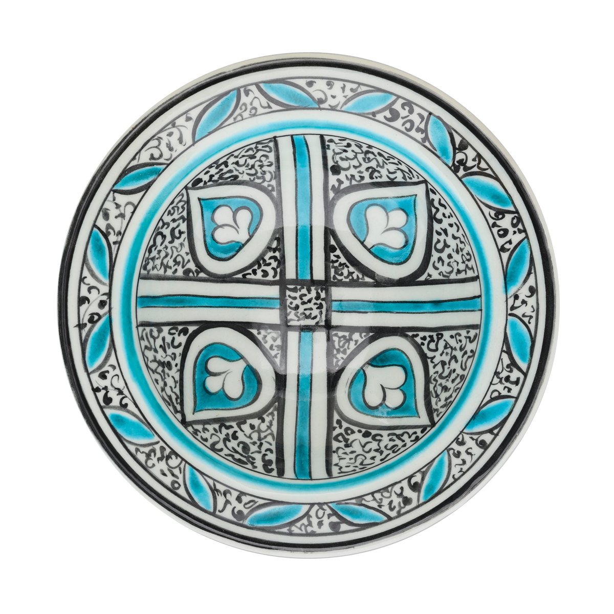 Selçuklu Dört Yollu Yonca Desenli Kenarlı Tabak (19cm)