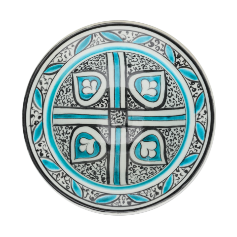 Selçuklu Dört Yollu Yonca Desenli Kenarlı Tabak (19cm)