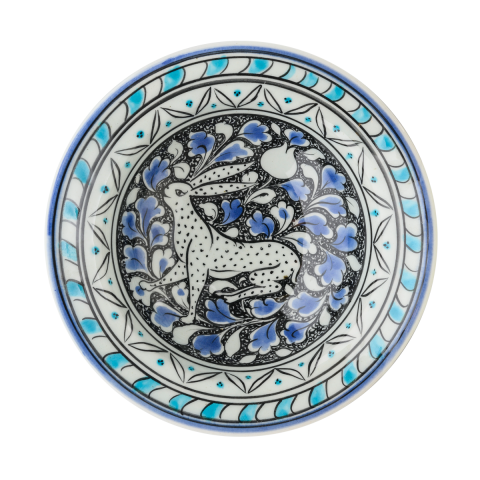 Selçuklu Bahar Dallı Tavşan Desenli Kenarlı Tabak (19cm)