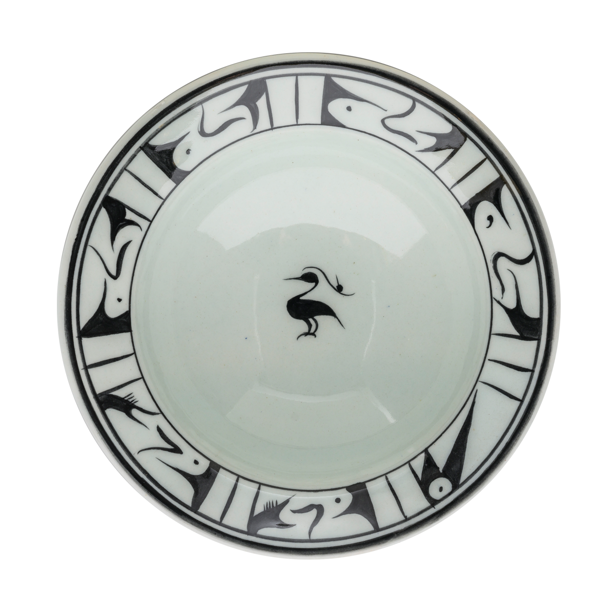 Selçuklu Tepeli Kuş Desenli Beyaz Kenarlı Tabak (19cm)
