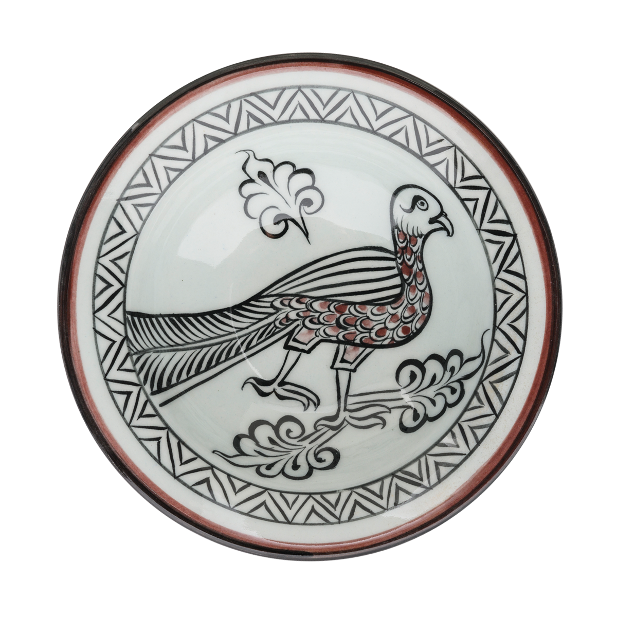 Selçuklu Kartal Desenli Beyaz Kenarlı Tabak (19cm)