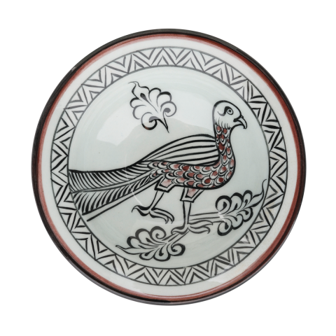 Selçuklu Kartal Desenli Beyaz Kenarlı Tabak (19cm)