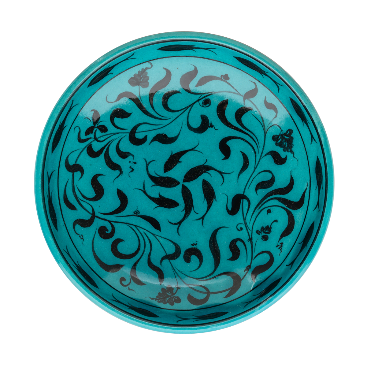 Selçuklu Balık ve Yaprak Desenli Kenarsız Tabak (19cm)