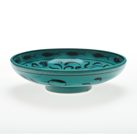 Selçuklu Balık ve Yaprak Desenli Kenarsız Tabak (19cm)