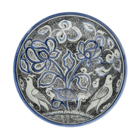 Selçuklu Çift Kuşlu Bahar Dallı Kenarsız Tabak (19cm)