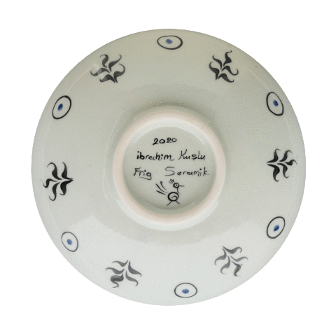 Selçuklu Çiçek Desenli Kenarsız Tabak (19cm)