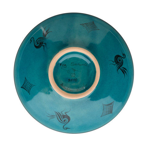 Selçuklu Selvili Kuş Desenli Kenarsız Tabak(19cm)