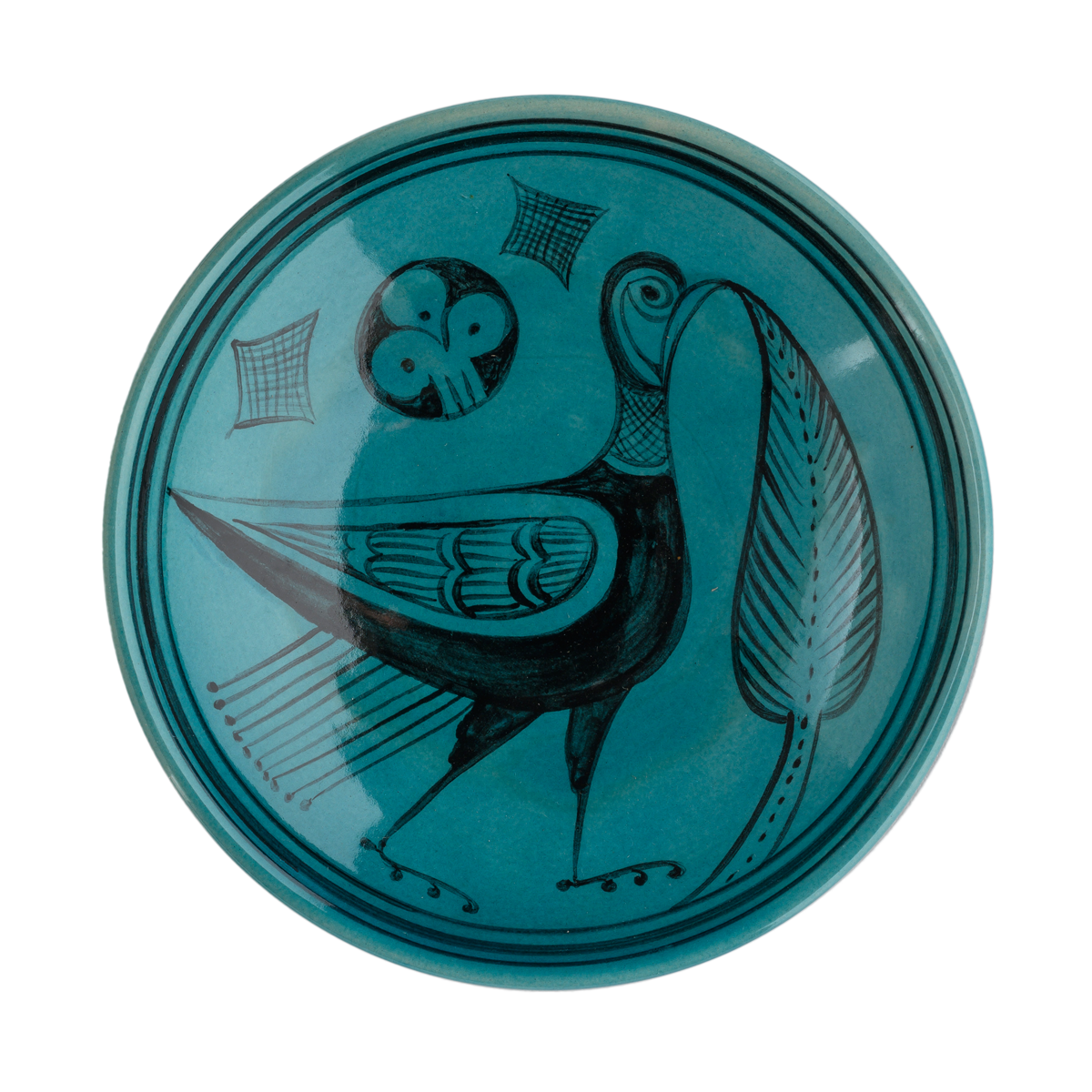 Selçuklu Selvili Kuş Desenli Kenarsız Tabak(19cm)