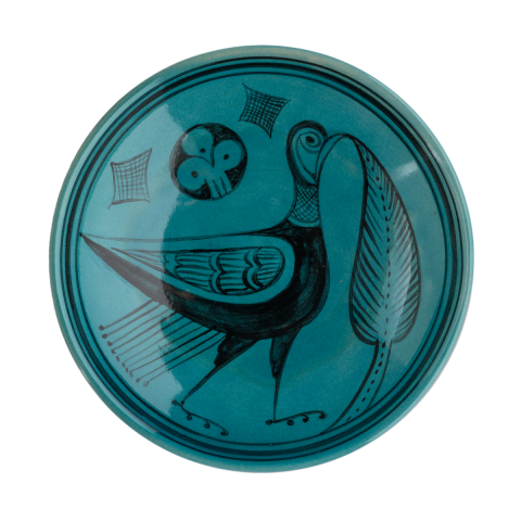 Selçuklu Selvili Kuş Desenli Kenarsız Tabak(19cm)