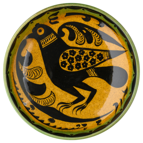 Selçuklu Kuş Desenli Kenarsız Tabak (19cm)