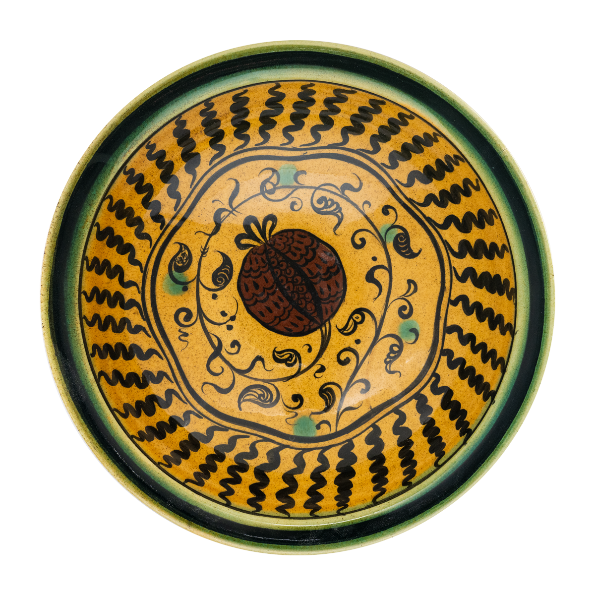 Selçuklu Nar Desenli Sarı Tabak (23cm)