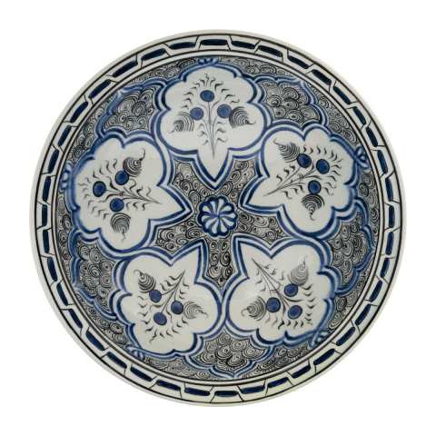Beylikler Dönemi Salyangoz Zeminli Çiçek Demetli Tabak (23cm)