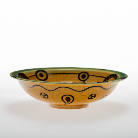 Selçuklu Kuş Figürlü Sarı Tabak (23cm)