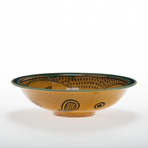 Selçuklu Fırça Darbeli Kuş Figürlü Tabak (23cm)