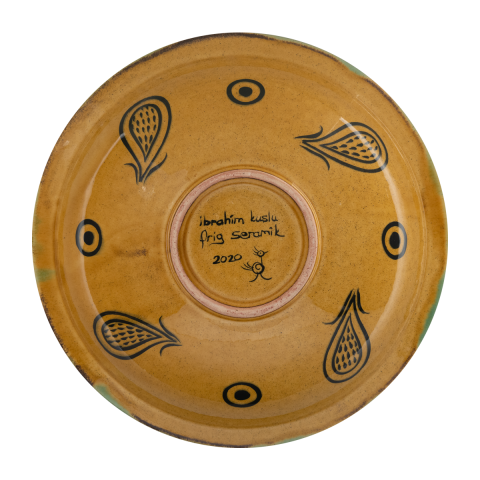 Selçuklu Fırça Darbeli Kuş Figürlü Tabak (23cm)