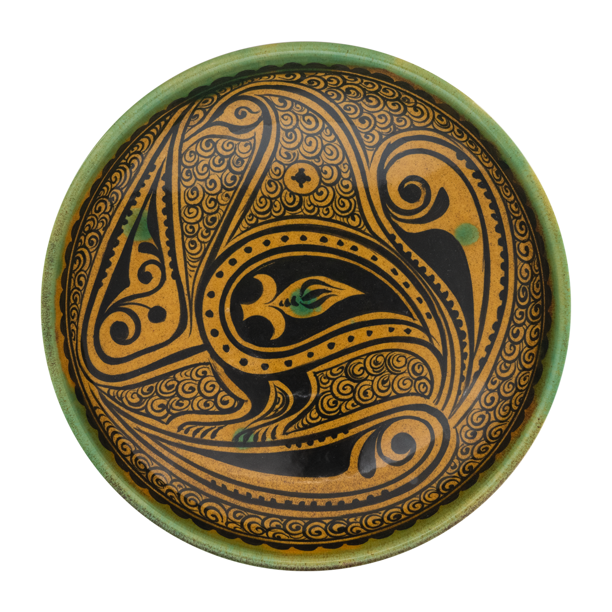 Selçuklu Salyangoz Zeminli Stilize Kuş Desenli Tabak (19cm)