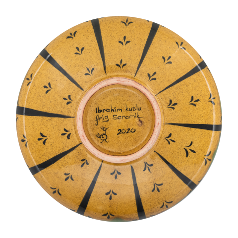 Selçuklu Stilize Balıkçıl Kuş Desenli Tabak (19cm)