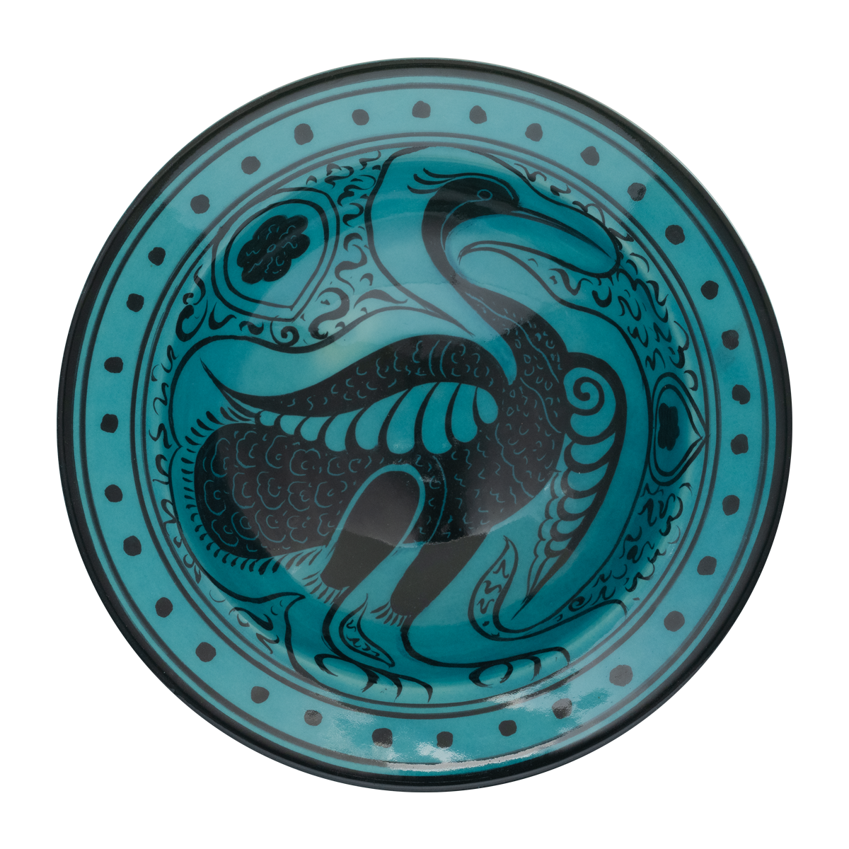 Selçuklu Kuş Desenli Turkuaz Tabak (19cm)