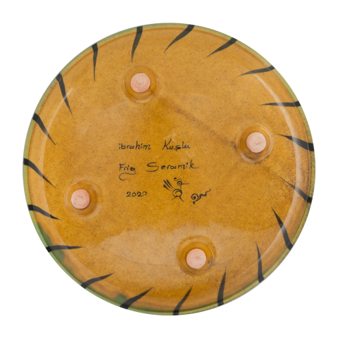 Selçuklu Stilize Doğa Motifli Sarı Ayaklı Tabak (23cm)