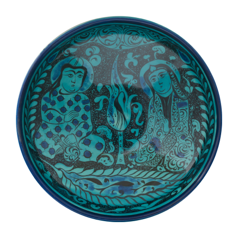 Selçuklu Ağaç Altında Oturan İki İnsan Figürlü Kase (26cm)