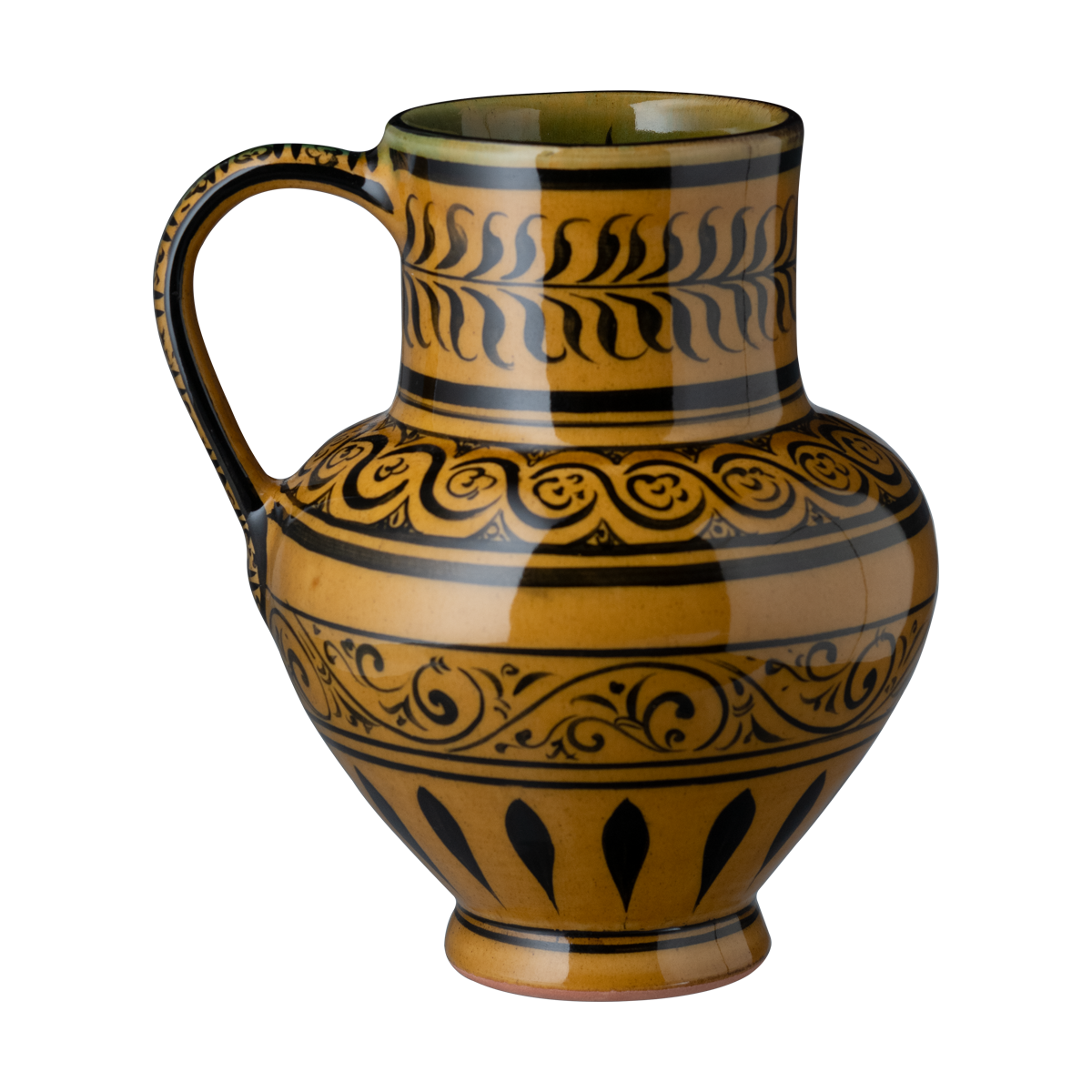 Selçuklu Stilize Yaprak Desenli Sarı Maşrapa