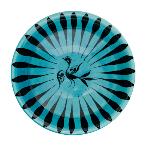 Selçuklu Stilize Kuş Desenli Turkuaz Kase (16cm)