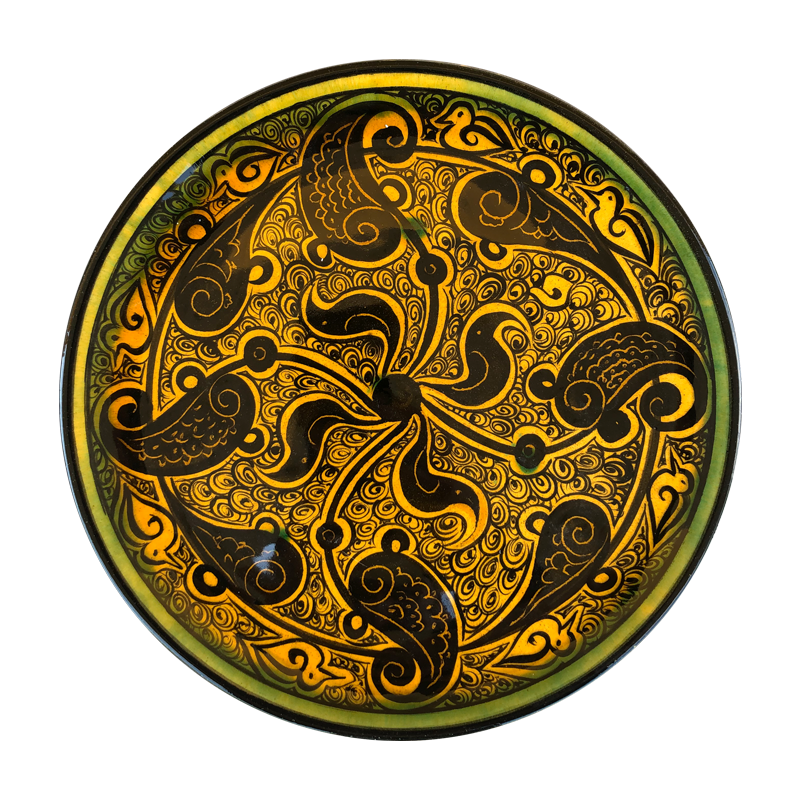 Stilize Doğa Motifli Selçuklu Düz Tabak (25cm)