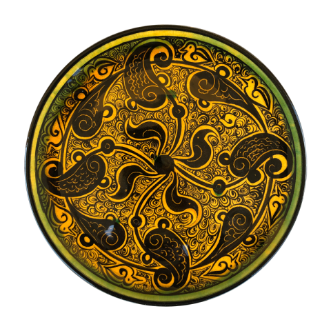 Stilize Doğa Motifli Selçuklu Düz Tabak (25cm)