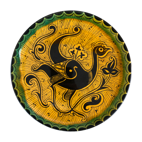 Stilize Kuş Desenli Selçuklu Düz Tabak (25cm)