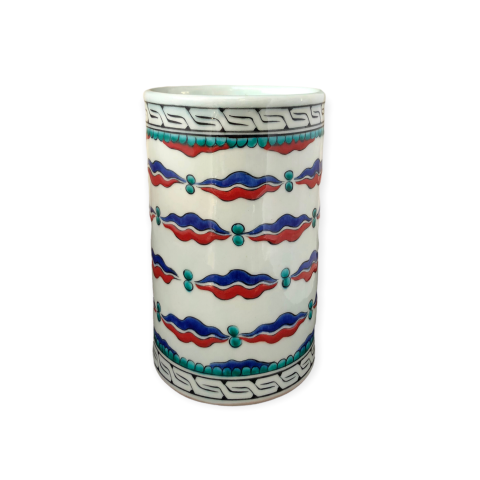 İznik Renkli Dönem Dalga Desenli Vazo