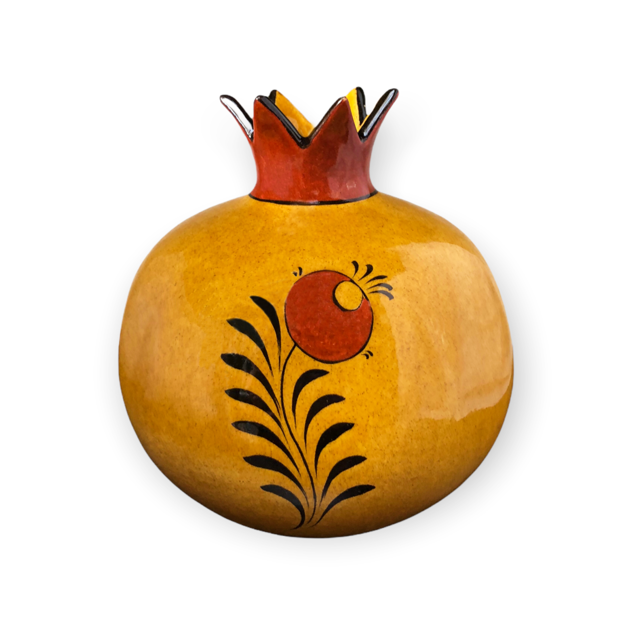 Selçuklu Kırmızı Çiçek Desenli Dekoratif Nar Obje