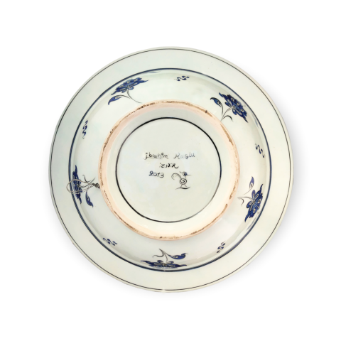 İznik Mavi Beyaz Dönem Rumi Desenli Kase (38cm)