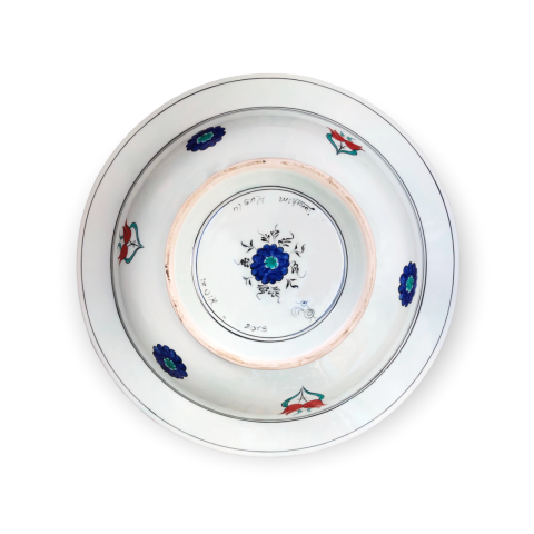 İznik Renkli Dönem Helezon ve Lale Desenli Kase (38cm)