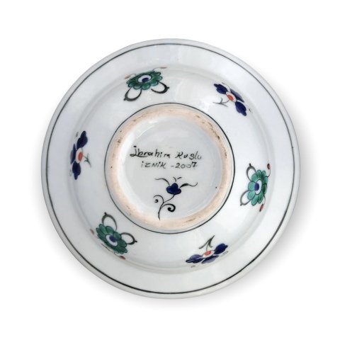 İznik Renkli Dönem Mavi Lale Bahçesi Desenli Tabak (19cm)