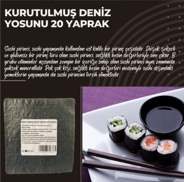 Japonushi Sushi Nori (Sushi) Yosunu 20 Yaprak 54 Gr