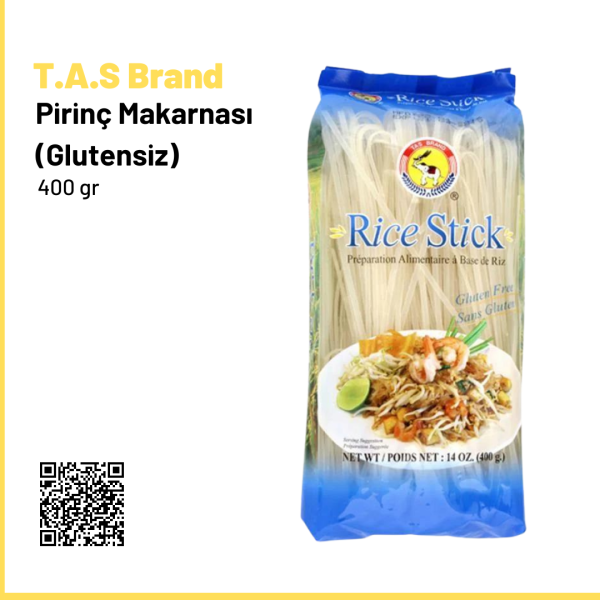 T.A.S Brand Pirinç Makarnası 400 gr (Glutensiz)