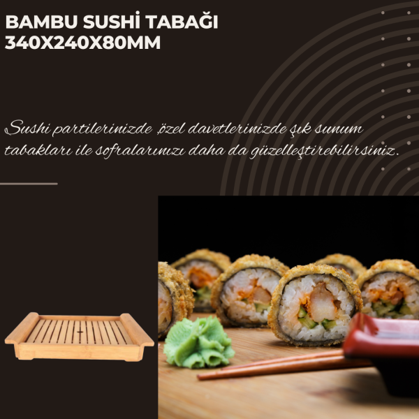 Bambu Sushi Tabağı 34x24x8 Cm