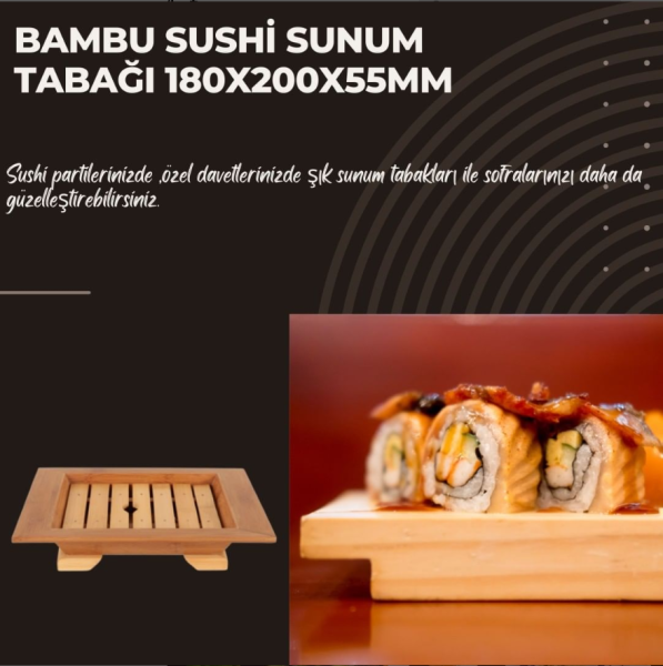 Bambu Sushi Sunum Tabağı  180X200X55mm