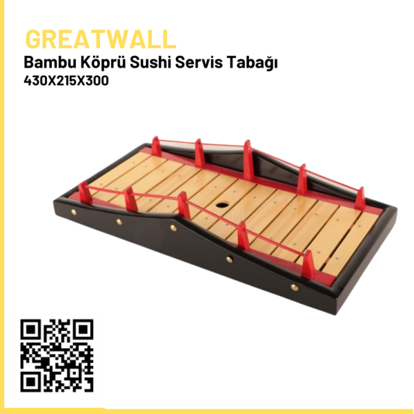 Bambu Köprü Sushi Servis Tabağı 43x21,5x30 Cm