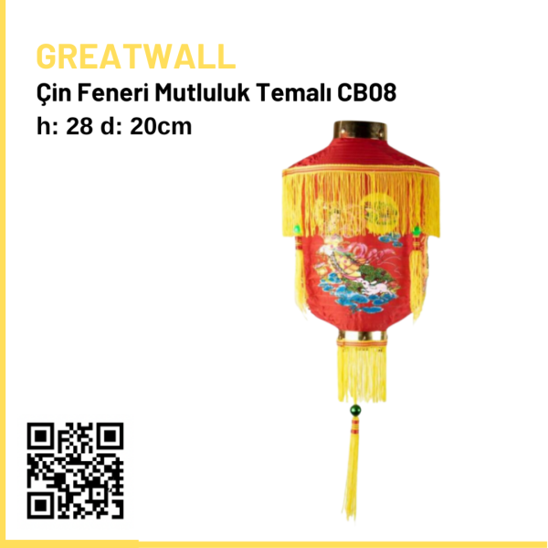 Çin Feneri Mutluluk Temalı H: 28 Cm D: 20 Cm