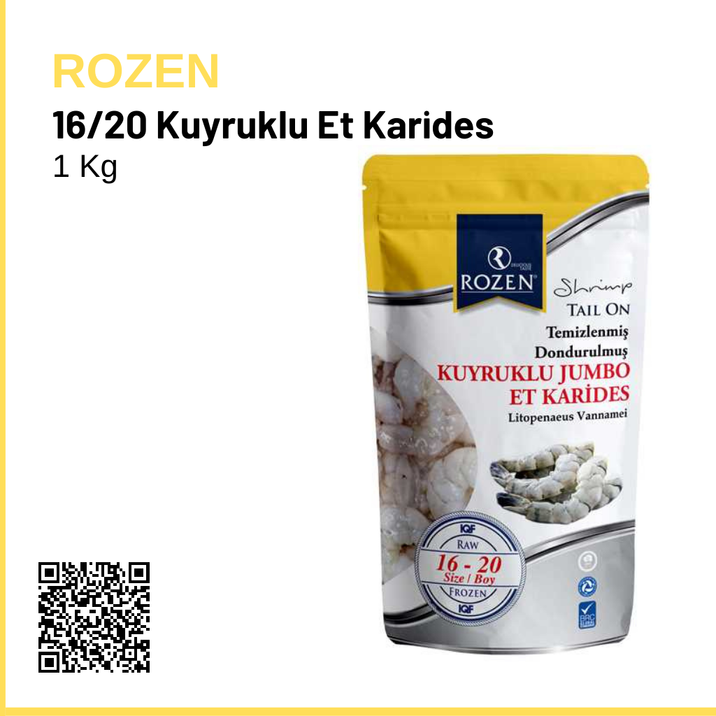 Rozen 16/20  Kuyruklu Jumbo Et Karides  1 Kg