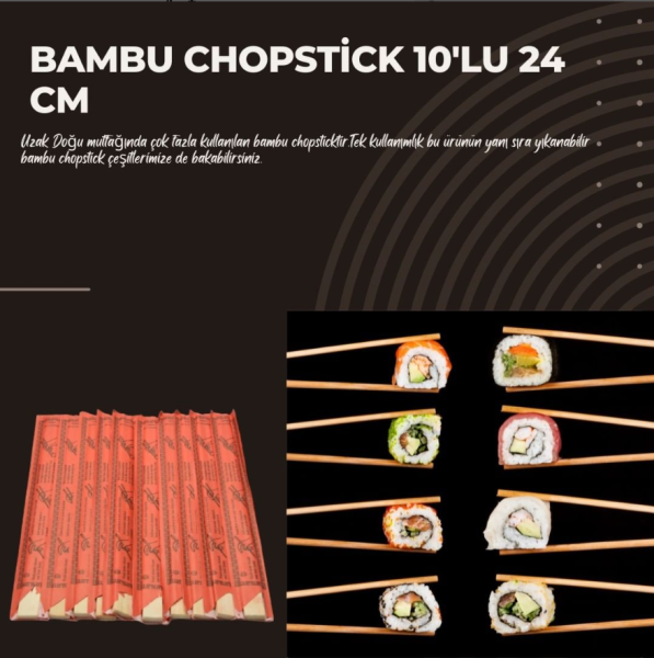 Bambu Chopstick 10'lu 24 cm