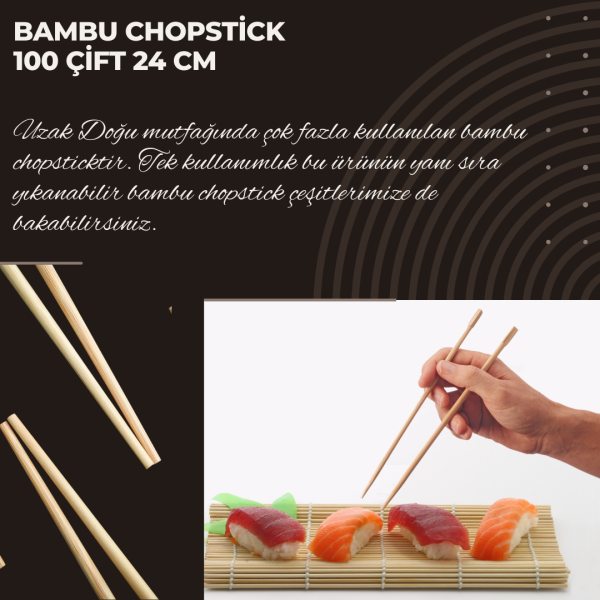 Bambu Chopstick 100 Çift 24 cm