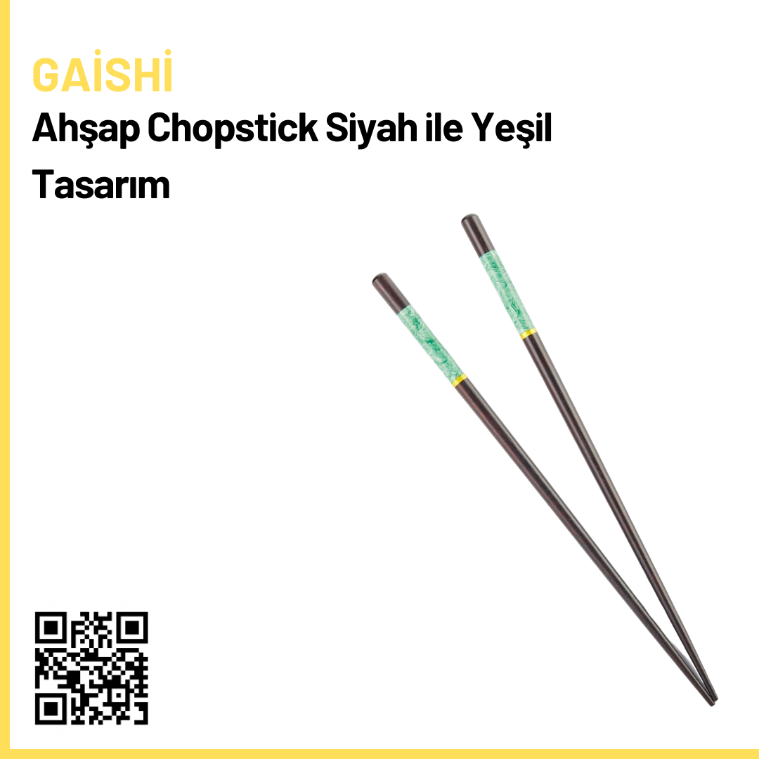 Gaishi Ahşap Chopstick Siyah ile Yeşil Tasarım