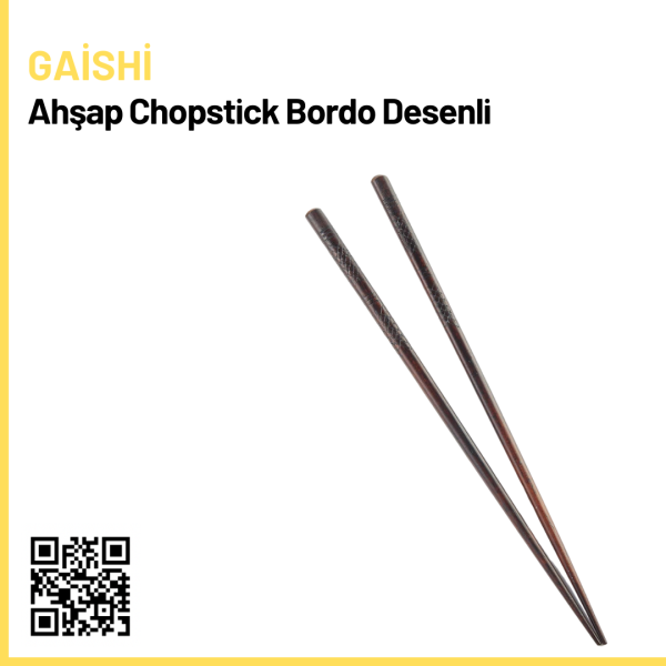 Gaishi Ahşap Chopstick Bordo Desenli