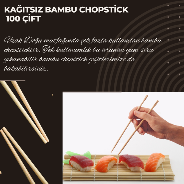 Kağıtsız Bambu Chopstick 100 Çift